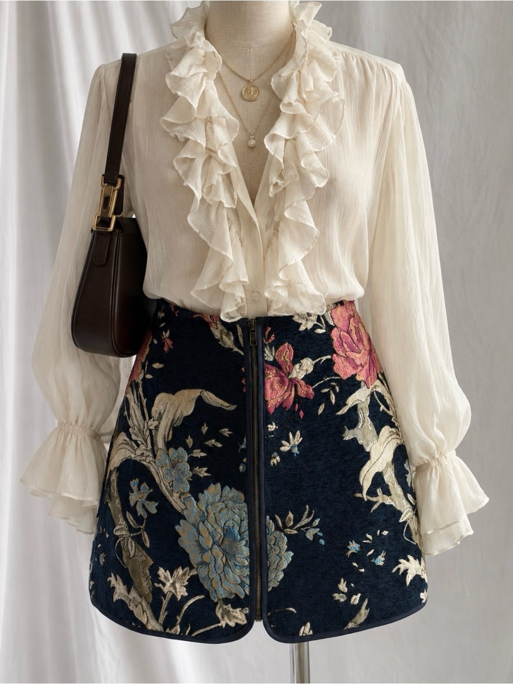 NWT Jack by BB Dakota Floral Brocade Tapestry A-Line Mini Skirt | Size 8